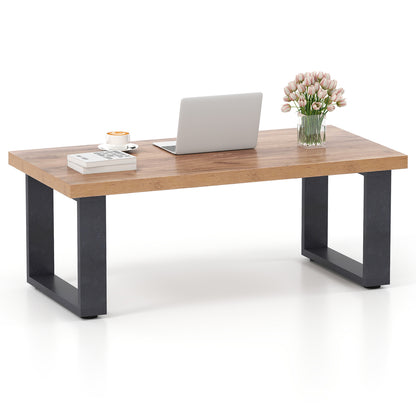 120cm Rustic Farmhouse Style Coffee Table with Thickened Tabletop-Oak