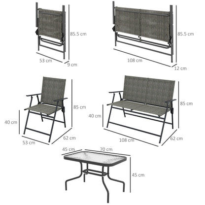 Outsunny Four-Piece Metal Garden Sofa Set - Mixed Brown