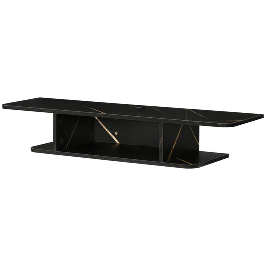 HOMCOM Floating TV Unit Stand for TVs up to 40", Wall Mounted Media Console with Storage Shelf, Entertainment Center, Black
