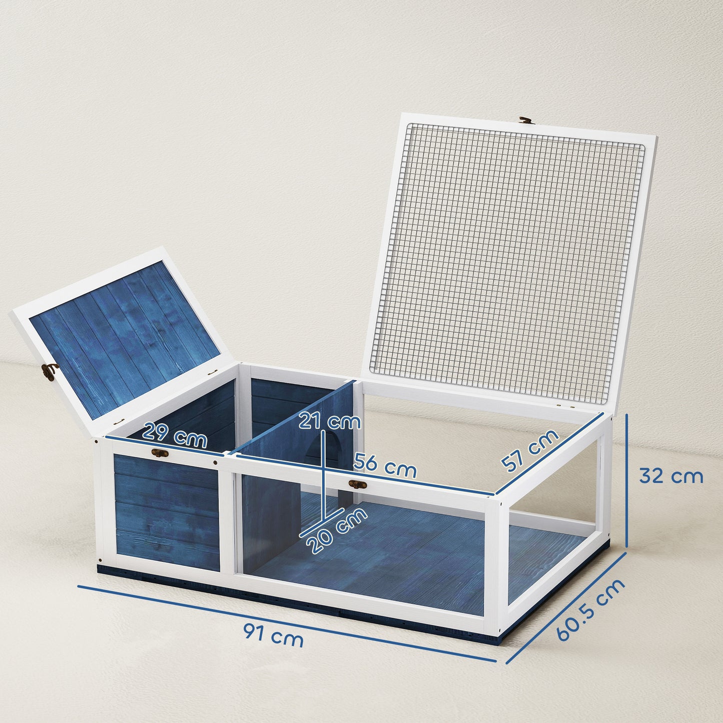 PawHut Tortoise House, Small Reptile Wooden House, with Mesh Roofs, Side Panels, for Turtles, Lizards, Geckos and Snakes