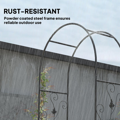 Outsunny 2.17m Steel Garden Arch with Gate, Wedding Arch for Outdoor, Garden, 107W x 45D x 217H cm Black