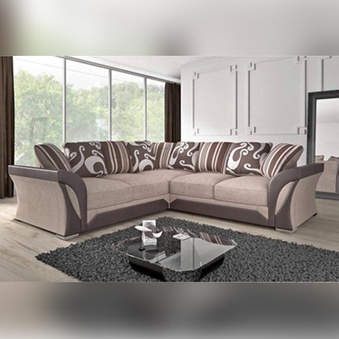 Ferol Fabric Larger Corner Sofa - Black/Grey