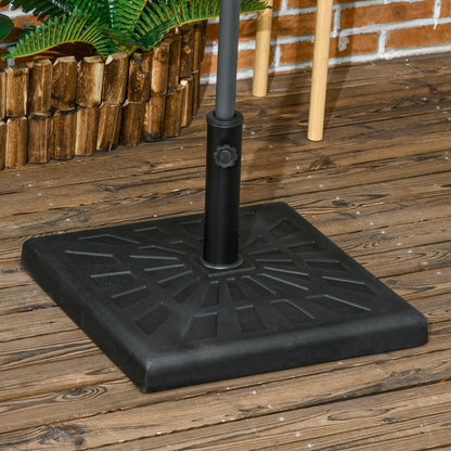 Outsunny 19kg Resin Garden Parasol Base Holder, Square Outdoor Market Umbrella Stand Weight for Poles of Î¦32mm, Î¦38mm, and Î¦48mm, Black