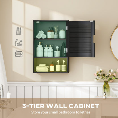 HOMCOM Bathroom Cabinet, Wall Mounted Storage Cabinet with Adjustable Shelves, 40 x 20 x 60 cm, Black