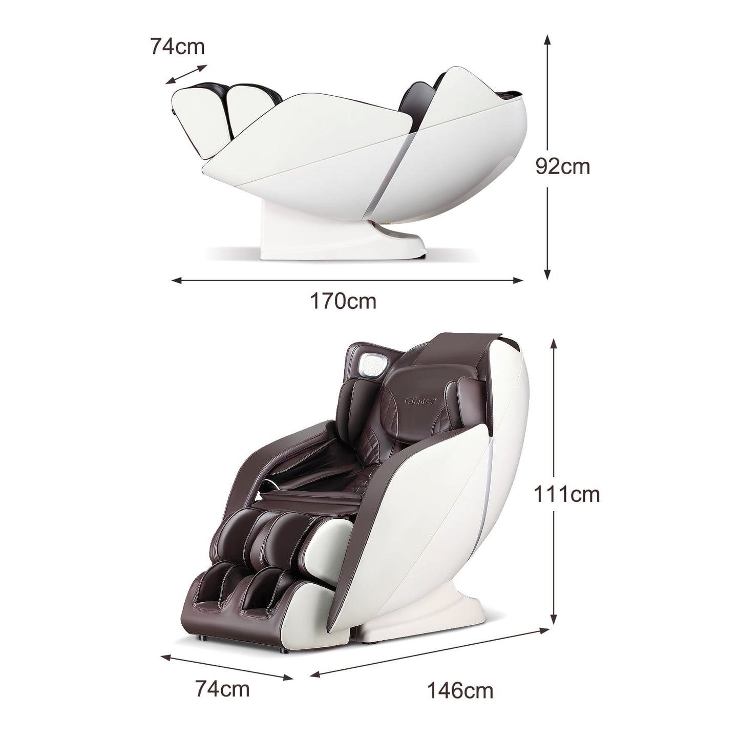 Full Body Zero Gravity SL Track Electric Shiatsu Massage Chair-Brown