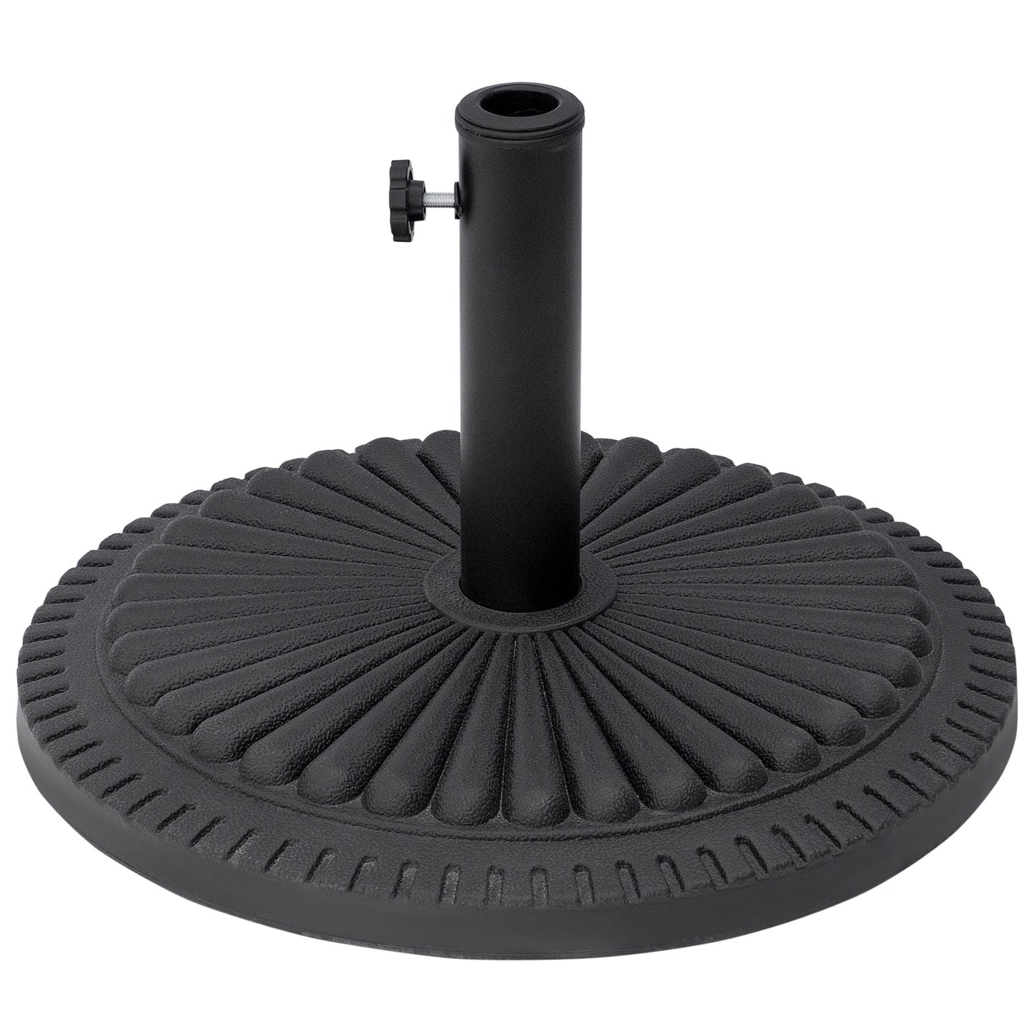 Outsunny 14kg Round Cement Parasol Base Umbrella Weight Stand Holder Fits Î¦35mm,Î¦38mm,Î¦48mm Pole for Patio Outdoor Garden - Black