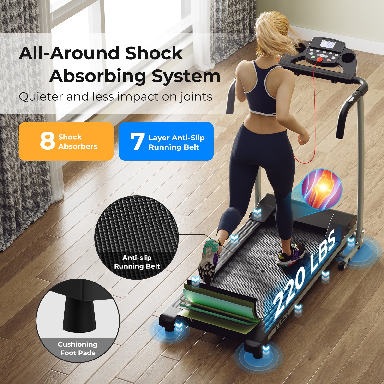 Foldable Treadmill with 12 Preset Programs and LCD Monitor-Black