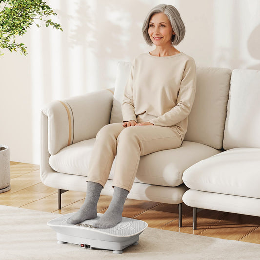 Vibration Plate Exercise Machine for Lymphatic Drainage and Weight Loss with 10 Speed Intensities-Grey