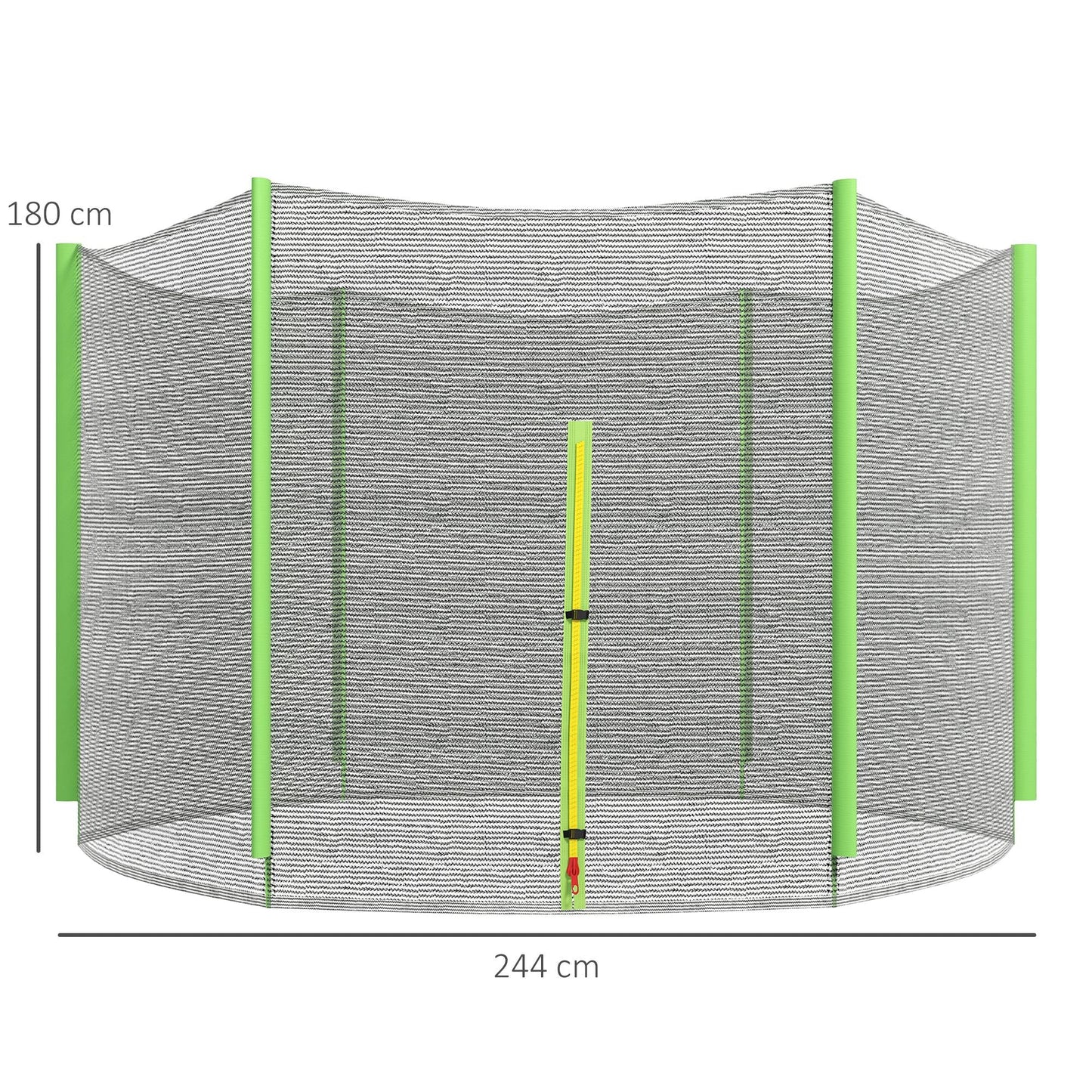 SPORTNOW 8ft Trampoline Net Replacement with 6 Plastic Pole Covers, Weather-Resistant Trampoline Netting Replacement with Zipped Entrance, Poles Not Included, Green