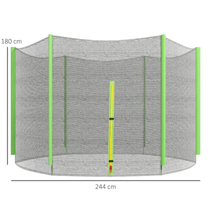 SPORTNOW 8ft Trampoline Net Replacement with 6 Plastic Pole Covers, Weather-Resistant Trampoline Netting Replacement with Zipped Entrance, Poles Not Included, Green