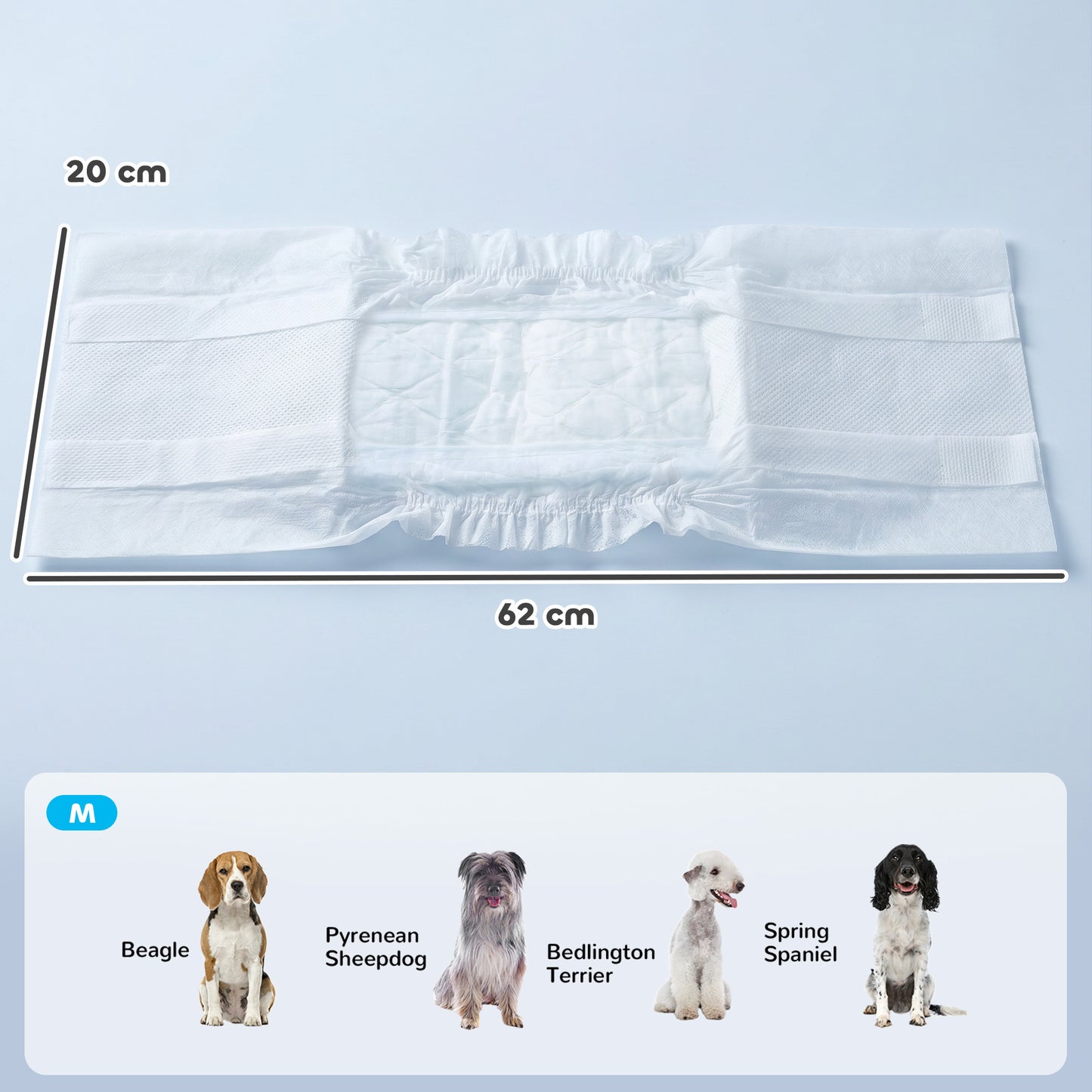 PawHut Dog Diapers Super Absorbent Leak-Proof Dog Nappies for Male Dogs Size M 45-64 cm Waist