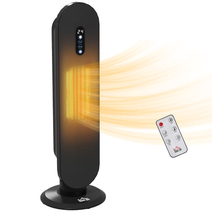 HOMCOM 45Â° Oscillating Ceramic Space Heater, with Remote - Black
