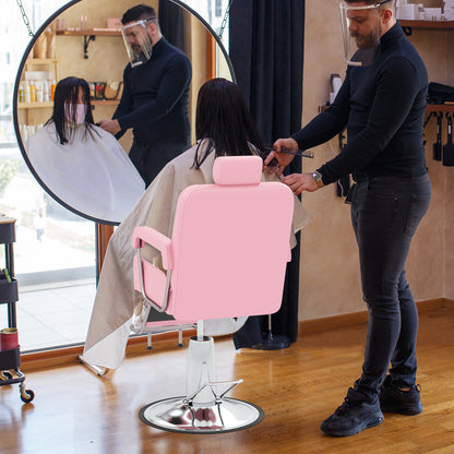 Salon Chair Hydraulic Barber Chair with Adjustable Headrest-Pink