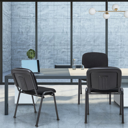 Set of 10 Conference Room Chairs with Upholstered Back and Seat-Black