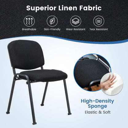Set of 10 Conference Room Chairs with Upholstered Back and Seat-Black