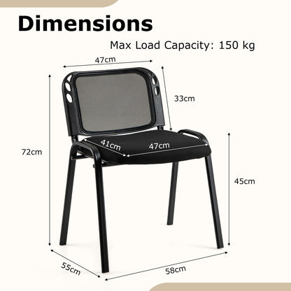 Set of 10 Stackable Waiting Room Chairs with Mesh Backrest-Black