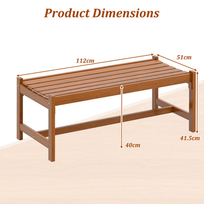Set of 2 112cm Patio Wood Bench Set of 2 Outdoor Solid Hardwood Dining Bench