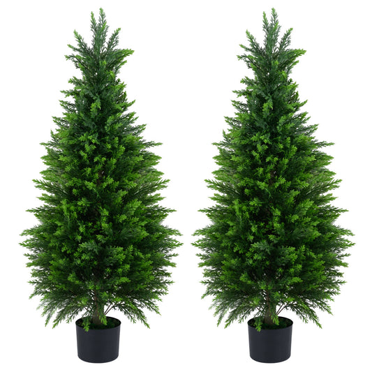Set of 2 120 cm Artificial Cedar Cypress Trees for Porch and Patio