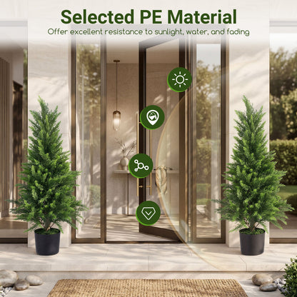 Set of 2 90 cm Artificial Cedar Cypress Trees for Porch and Patio