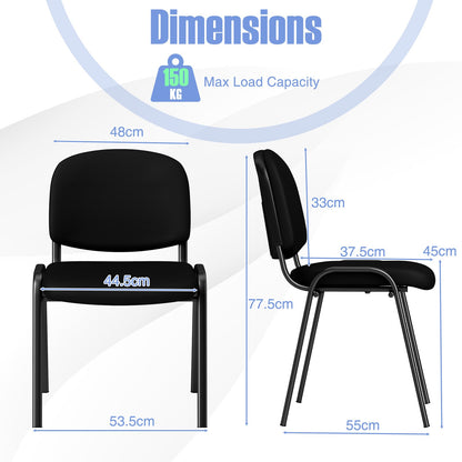Set of 4 Waiting Room Chairs Stackable Reception Guest Chairs-Black