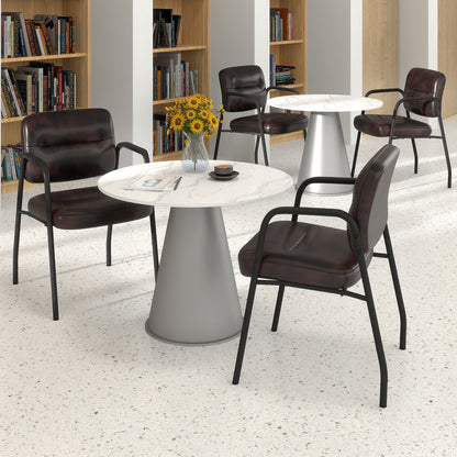 Set of 2 Waiting Room Chairs with Integrated Armrests No Wheels-Rustic Brown