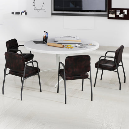 Set of 2 Waiting Room Chairs with Integrated Armrests No Wheels-Rustic Brown