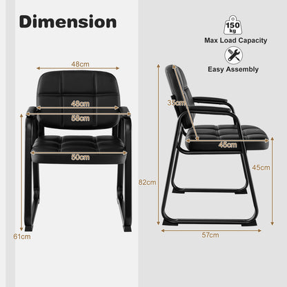 Set of 4 Reception Guest Chair with Padded Armrests-Black