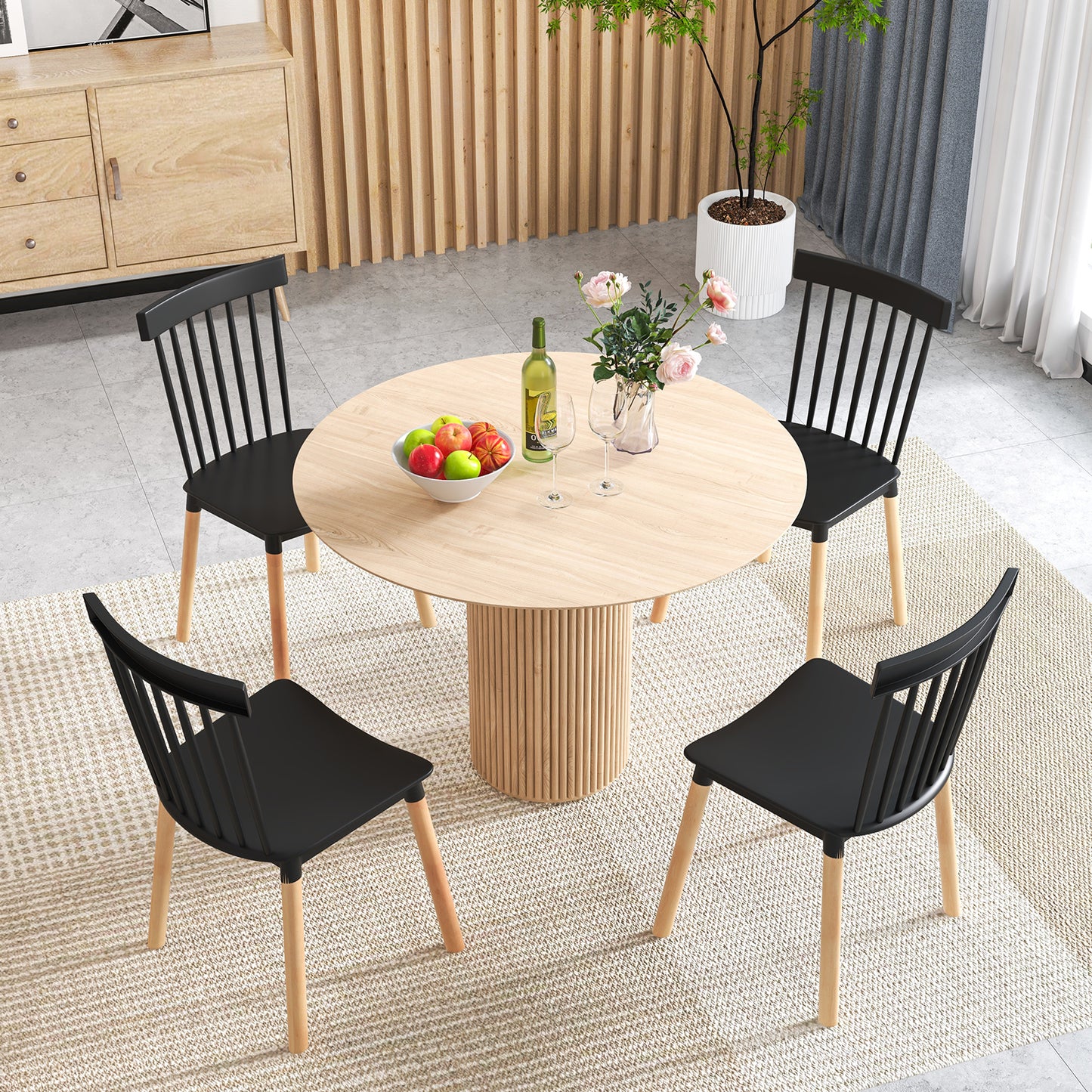 Set of 8 Windsor Dining Chairs with Spindle Backs and Curved Seats