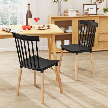 Set of 8 Windsor Dining Chairs with Spindle Backs and Curved Seats