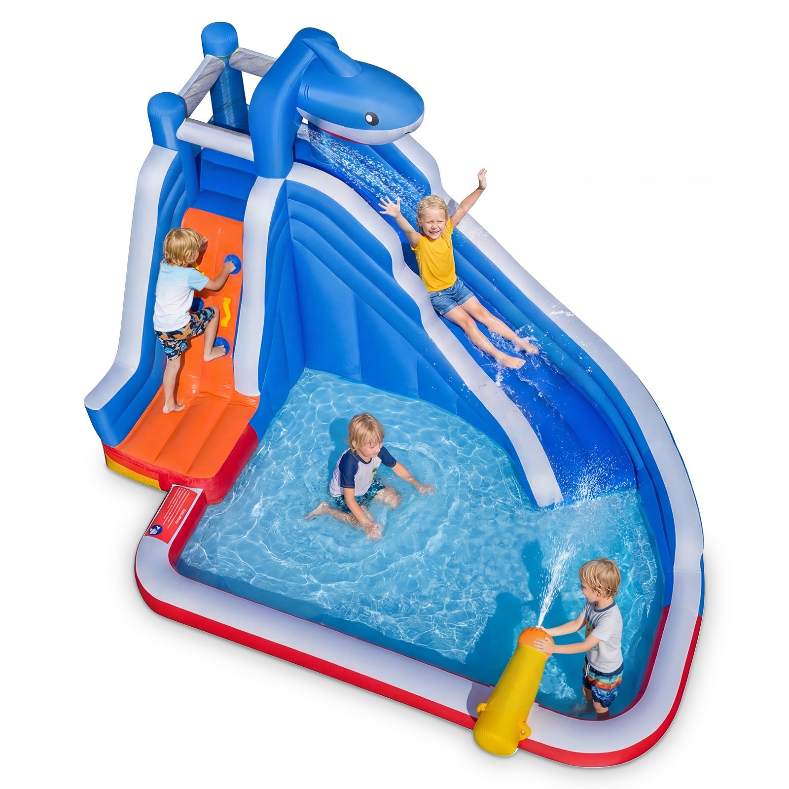 Shark-Themed Kids Water Park with Climbing Wall for Party Summer