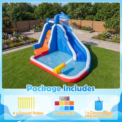 Shark-Themed Kids Water Park with Climbing Wall for Party Summer