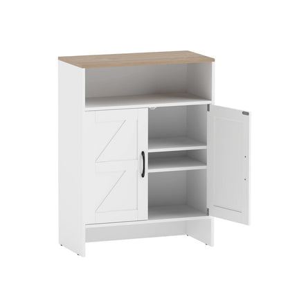 Shoe Cabinet with 2 Barn Doors and Adjustable Shelves for Entryway-White