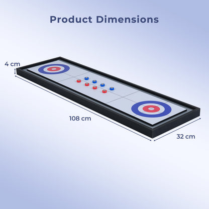 Shuffleboard and Curling 2 in 1 Board Game with 8 Rolling Pucks