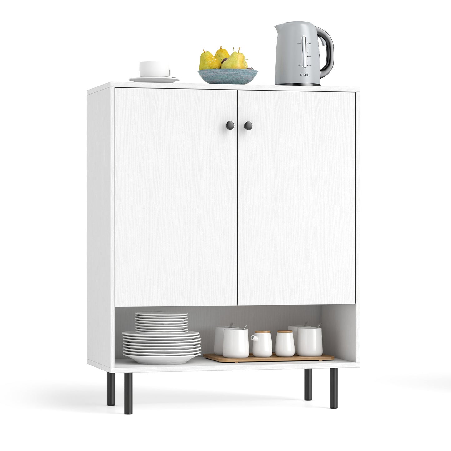 Sideboard Buffet Cabinet 2-Door Kitchen Storage Cabinet for Dining Room Living Room-White