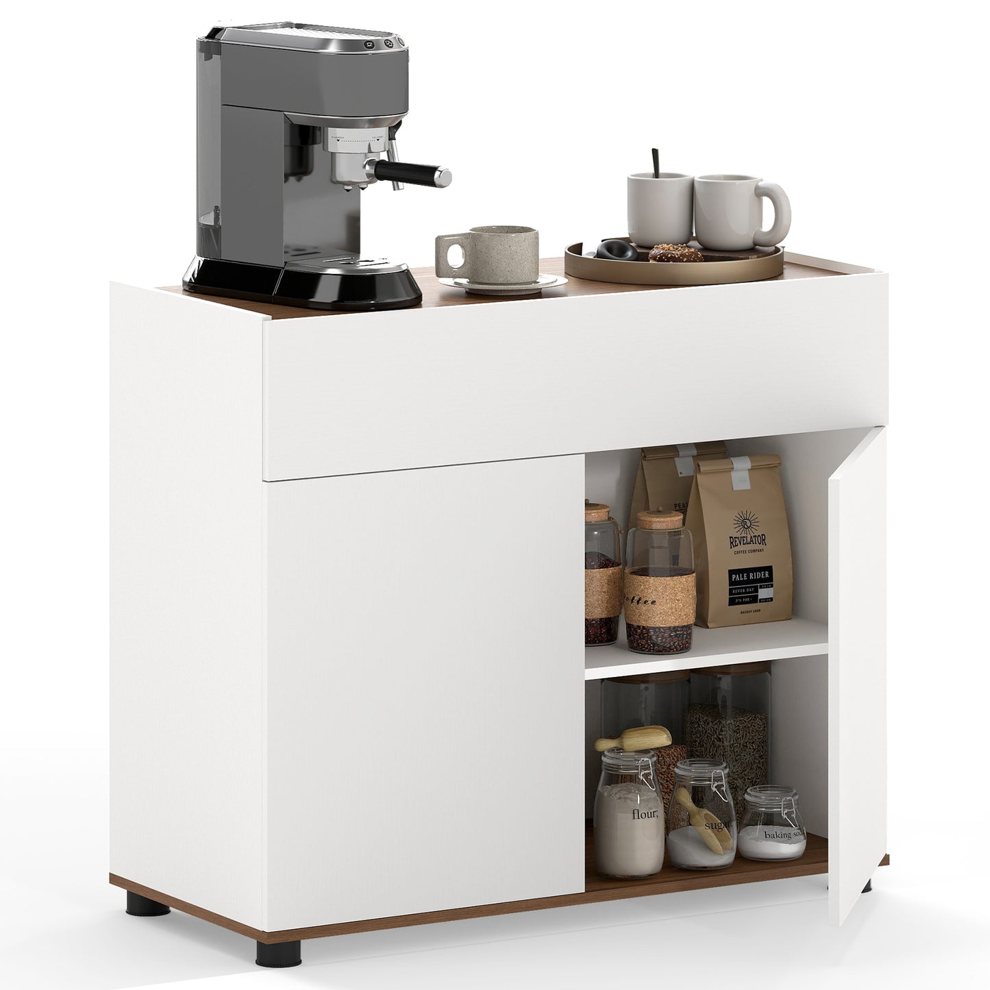 Sideboard Buffet Cabinet with 1 Drawer and 2 Doors for Kitchen-White