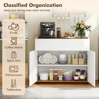 Sideboard Buffet Cabinet with 1 Drawer and 2 Doors for Kitchen-White