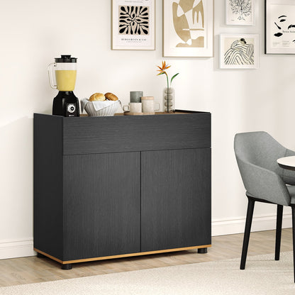 Sideboard Buffet Cabinet with 1 Drawer and 2 Doors for Kitchen-Black