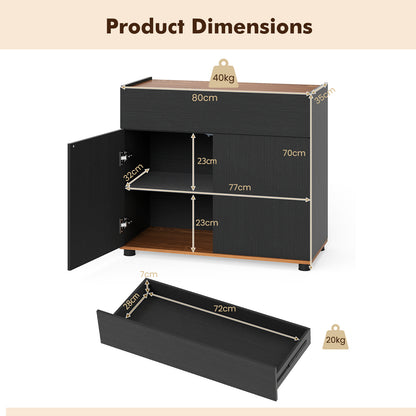 Sideboard Buffet Cabinet with 1 Drawer and 2 Doors for Kitchen-Black