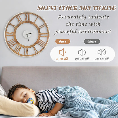 15.5/20 Inch Silent Wall Clock with Classic Frame-L