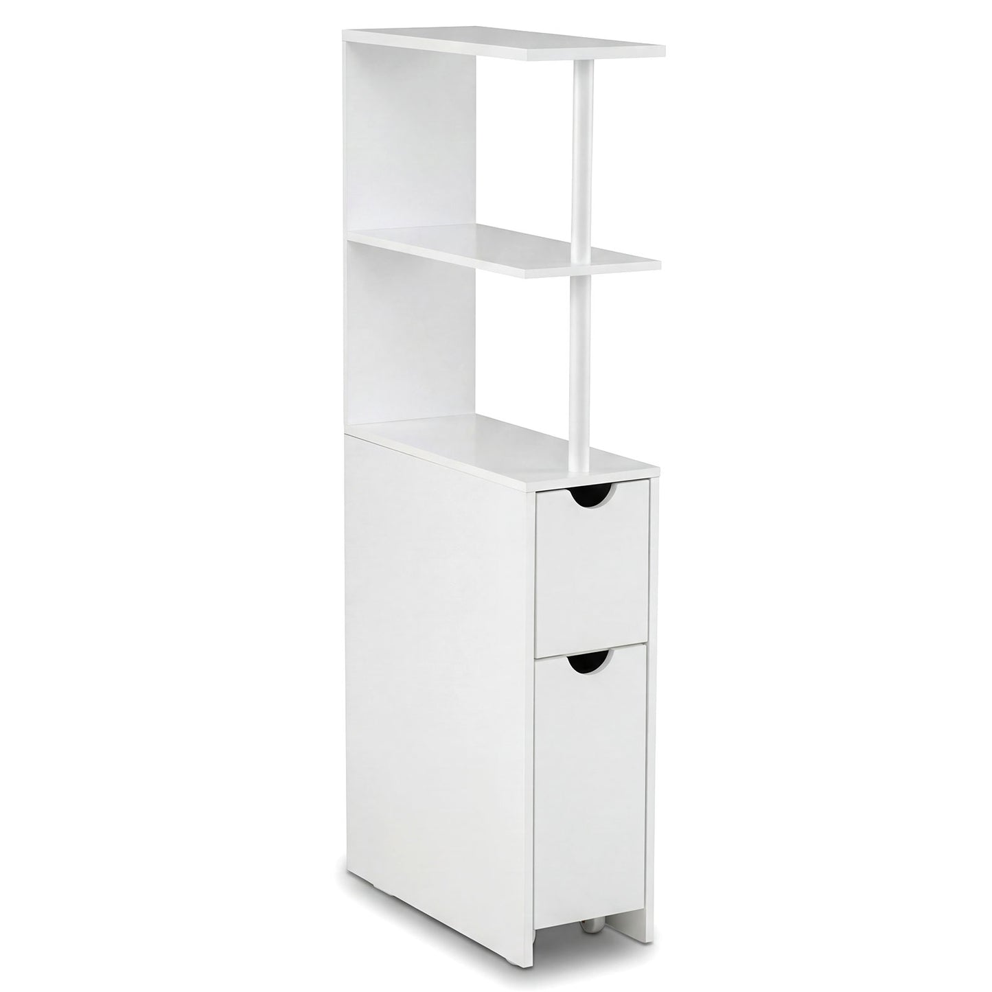 Slim Bathroom Storage Cabinet Small Corner Floor Cabinet with Open Shelves-White