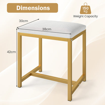 Small Makeup Chair with Soft Padded Cushion and Golden Metal Legs-White & Golden