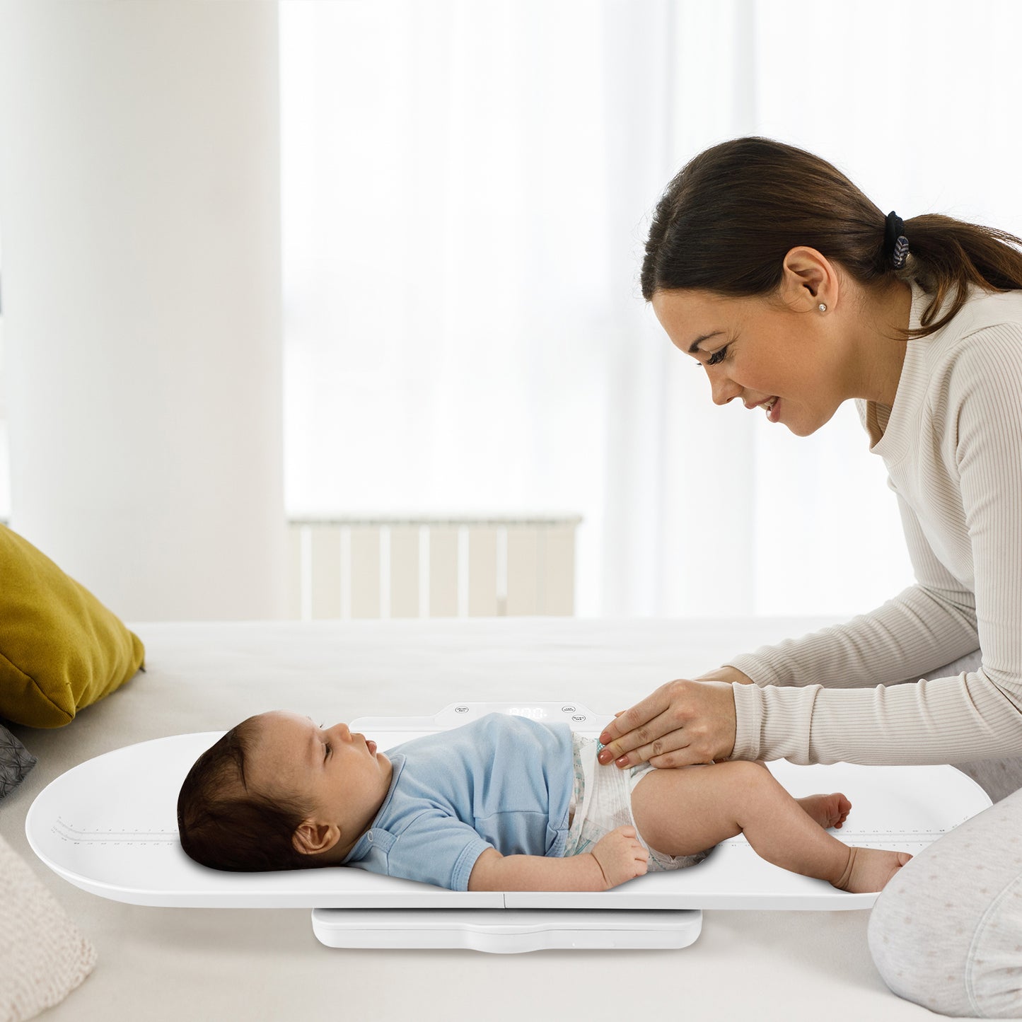 Smart Baby Scale with Detachable Tray for Body Weight and Height Measurement-White