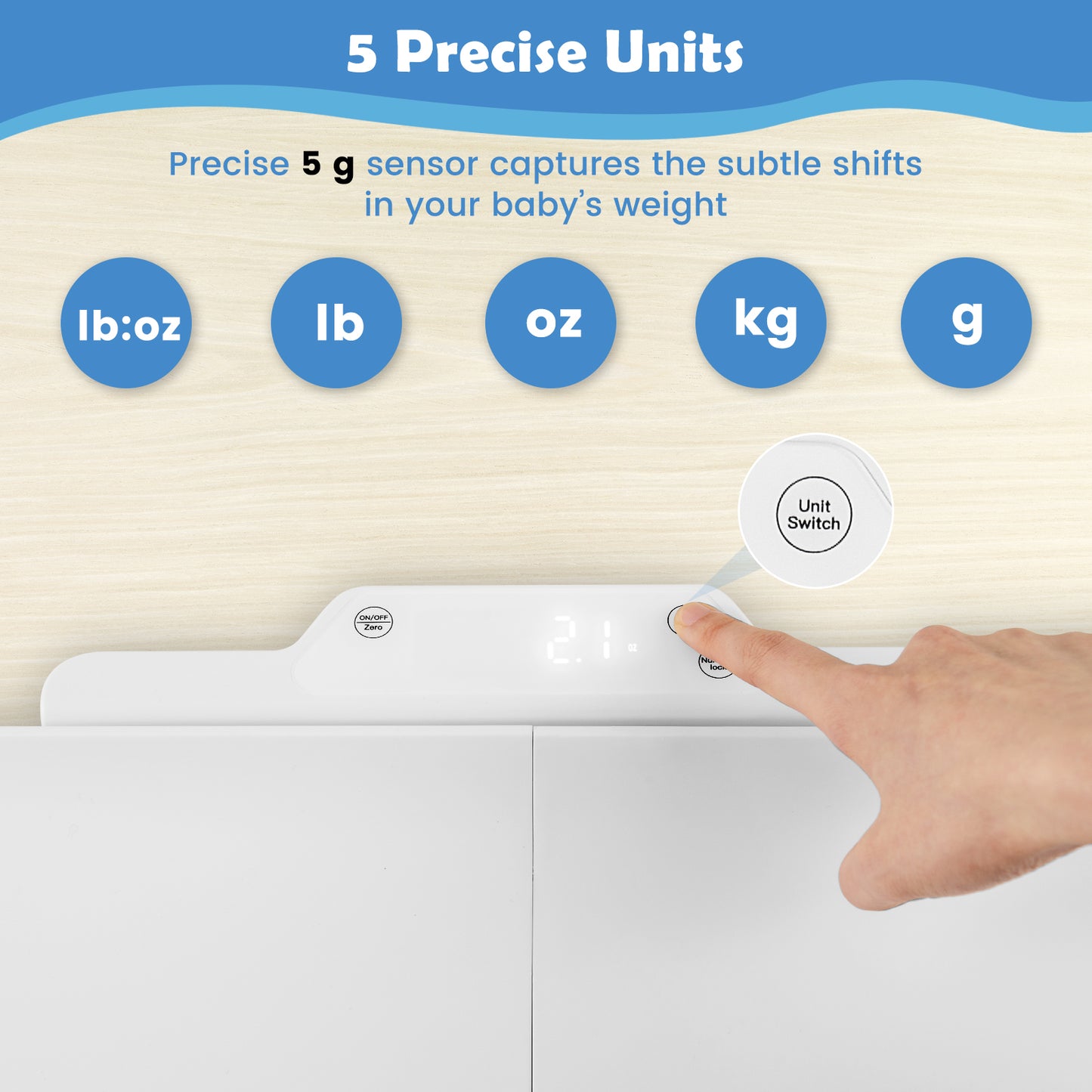 Smart Baby Scale with Detachable Tray for Body Weight and Height Measurement-White