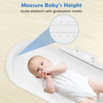 Smart Baby Scale with Detachable Tray for Body Weight and Height Measurement-White