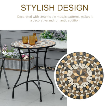 Outsunny Î¦60cm Mosaic Outdoor Patio Table - Grey