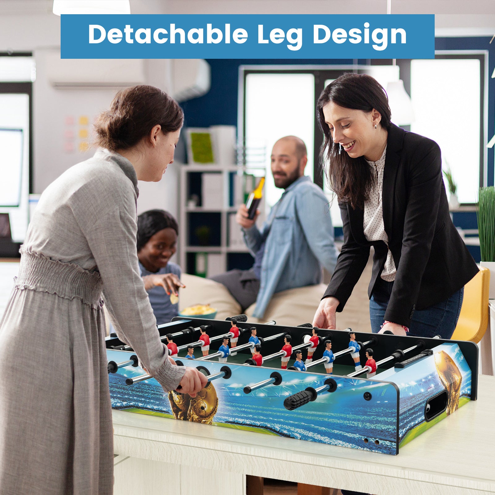 Freestanding Soccer Game Table with Removable Legs for Home Game Room Bar