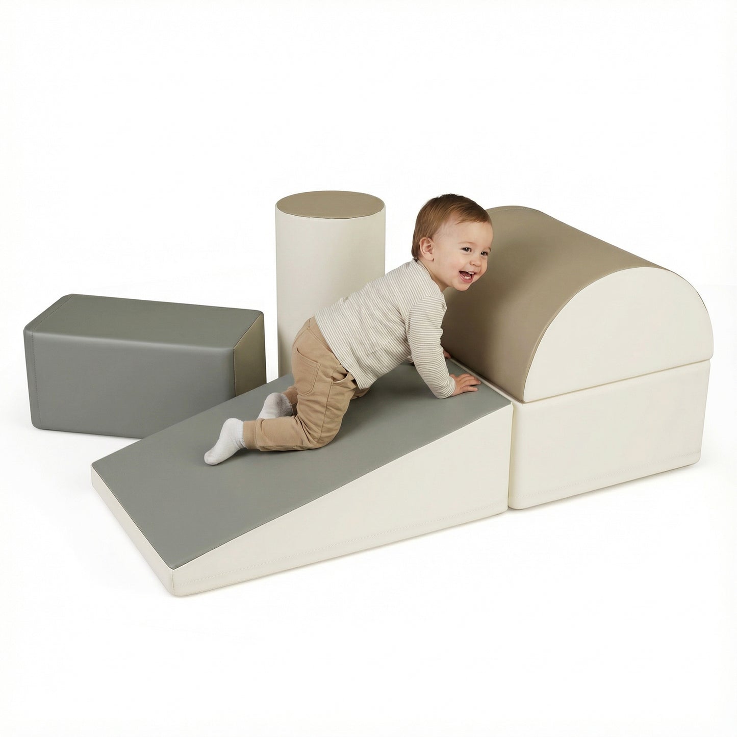 5-Piece Soft Waterproof Kids Climb and Crawl Activity Playset-Grey