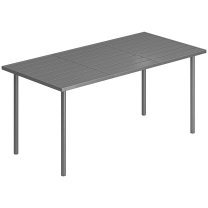 Outsunny Garden Dining Table for 6 Person, 165 x 80 cm Rectangular Outdoor Dining Table with Slatted Top