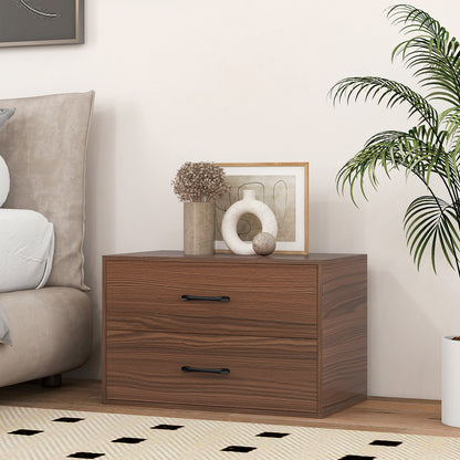 Stackable 2-Drawer Dresser with Anti-scratch Pads and Anti-tipping Devices-Walnut