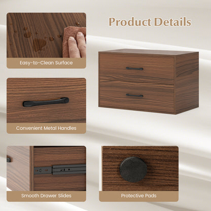 Stackable 2-Drawer Dresser with Anti-scratch Pads and Anti-tipping Devices-Walnut